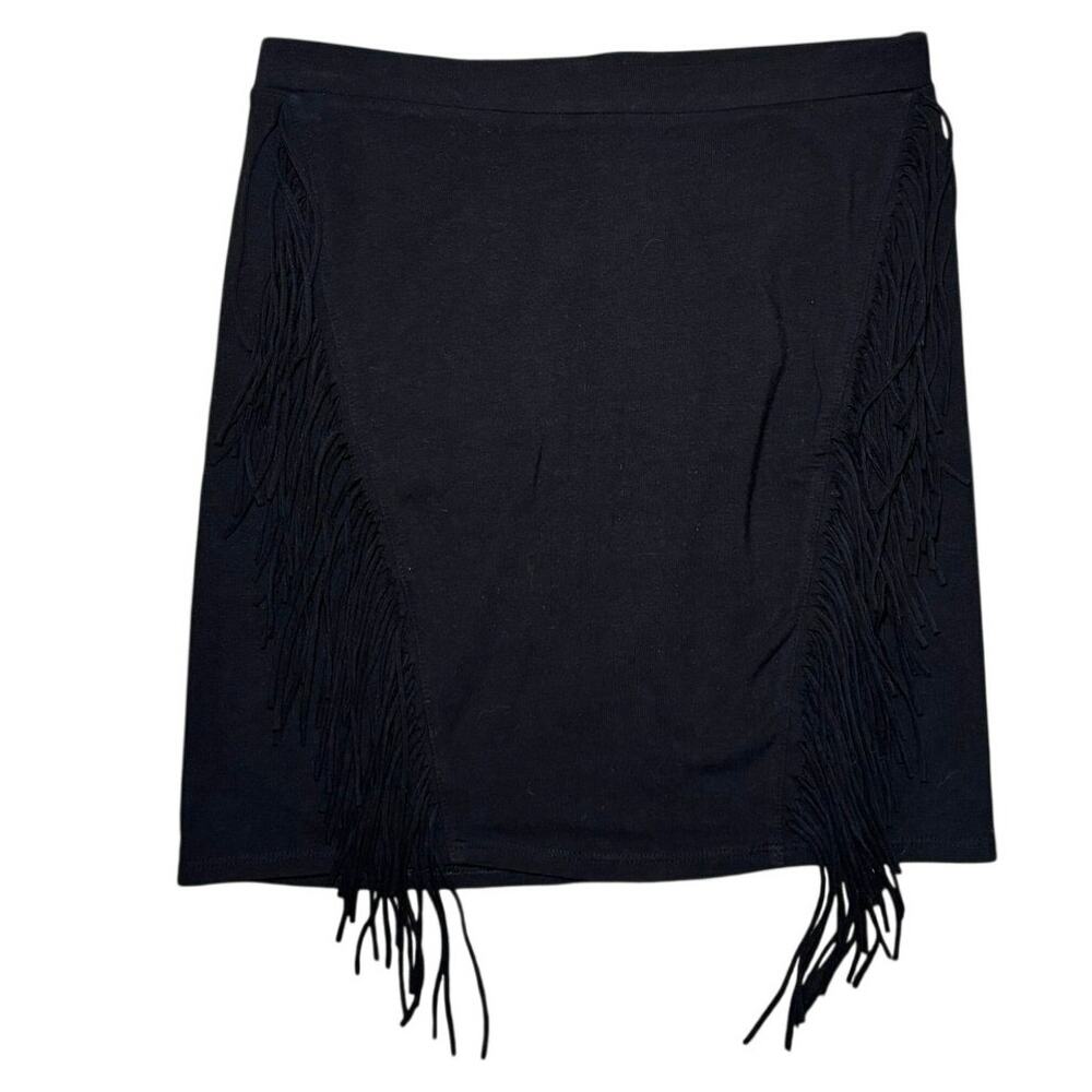 Express Black Fringe Mini Skirt 🖤 Side Fringe • XS